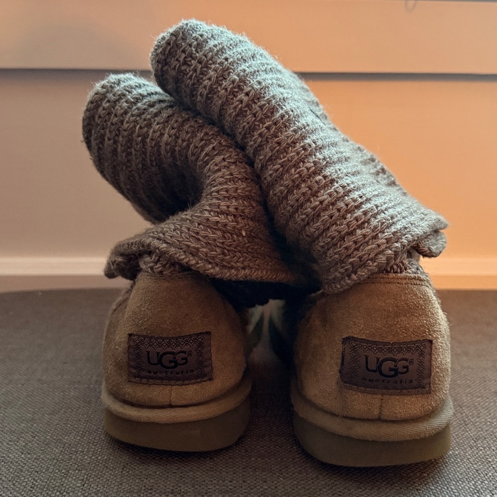 UGG Tan Knit Cuff Boots - Picture 2 of 6